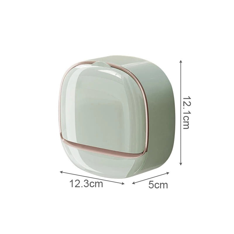 SwiftCart® Wall-Mounted Soap Box | Punch-Free Drain Soap Holder with Lid - SwiftCart