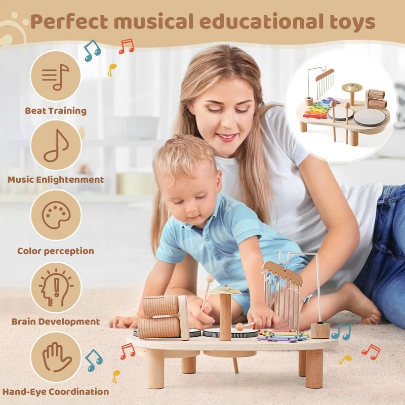 SwiftCart ®Best Baby Musical Toy Gift Montessori Wooden Xylophone & Bells - SwiftCart