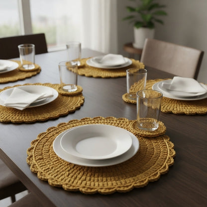 SwiftCart®Premium Crochet Dining Table Set | Customizable Home Décor - SwiftCart