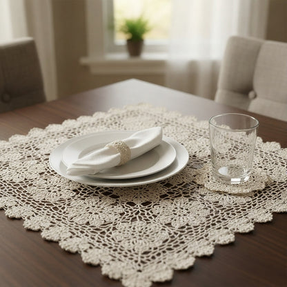SwiftCart®Premium Crochet Dining Table Set | Customizable Home Décor - SwiftCart
