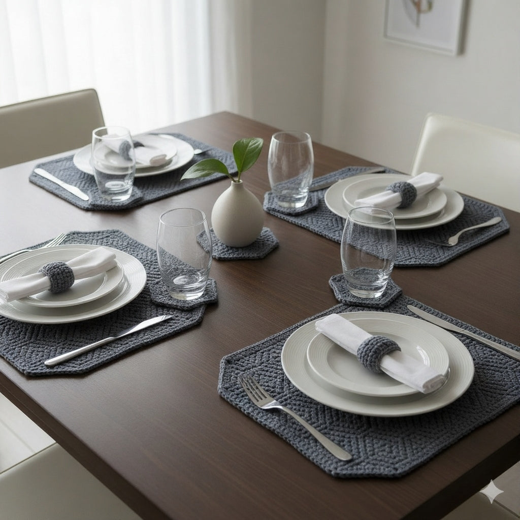 SwiftCart®Premium Crochet Dining Table Set | Customizable Home Décor - SwiftCart
