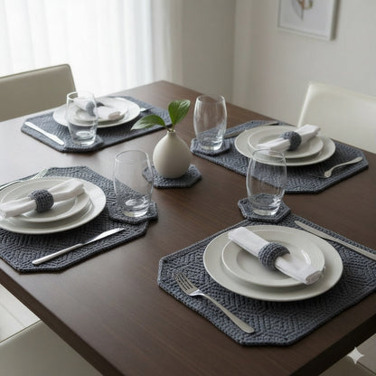 SwiftCart®Premium Crochet Dining Table Set | Customizable Home Décor - SwiftCart