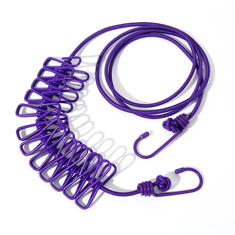 SwiftCart®  Portable Clothesline with 12 Clips | Windproof Laundry Drying Line