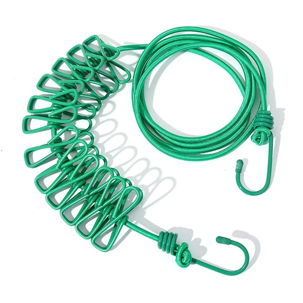 SwiftCart®  Portable Clothesline with 12 Clips | Windproof Laundry Drying Line