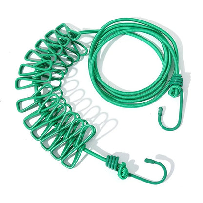 SwiftCart®  Portable Clothesline with 12 Clips | Windproof Laundry Drying Line