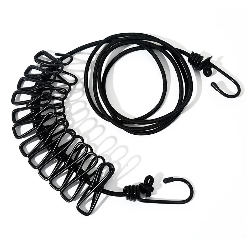 SwiftCart®  Portable Clothesline with 12 Clips | Windproof Laundry Drying Line