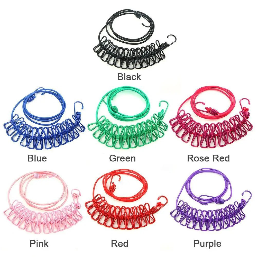 SwiftCart®  Portable Clothesline with 12 Clips | Windproof Laundry Drying Line