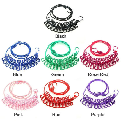 SwiftCart®  Portable Clothesline with 12 Clips | Windproof Laundry Drying Line