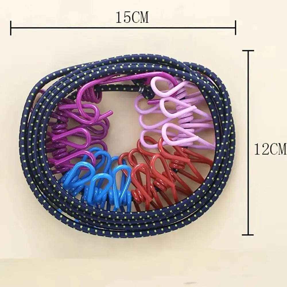 SwiftCart®  Portable Clothesline with 12 Clips | Windproof Laundry Drying Line