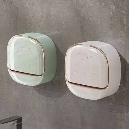 SwiftCart®  Wall-Mounted Soap Box | Punch-Free Drain Soap Holder with Lid