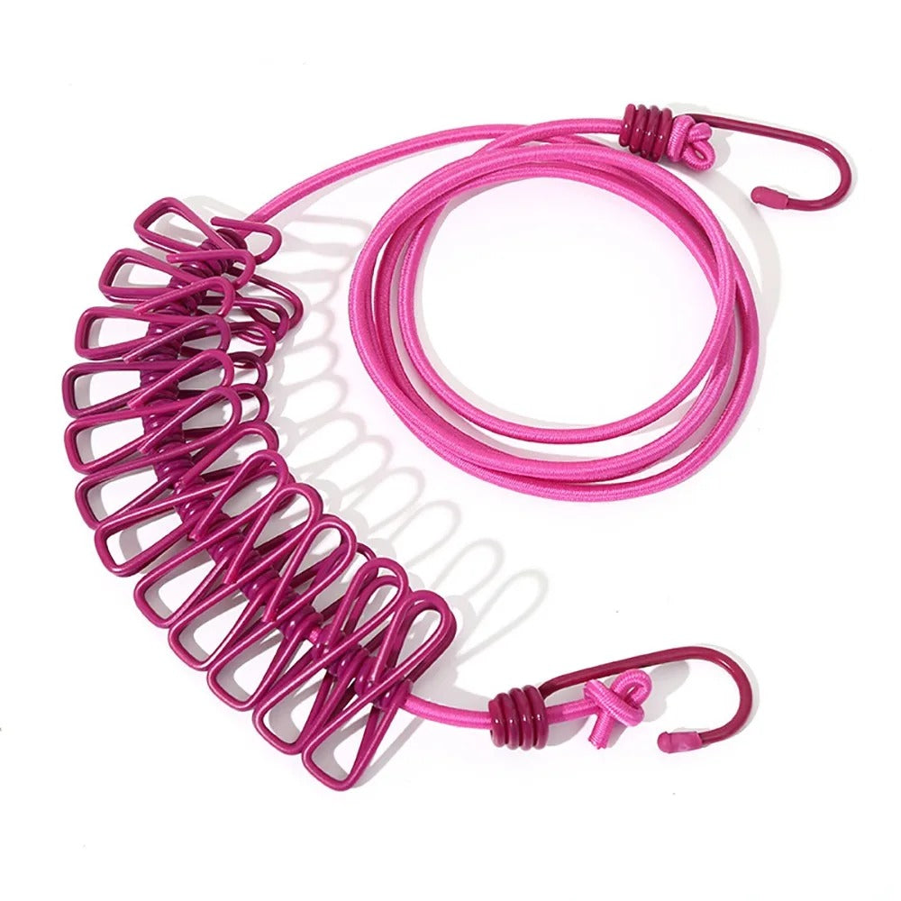 SwiftCart®  Portable Clothesline with 12 Clips | Windproof Laundry Drying Line